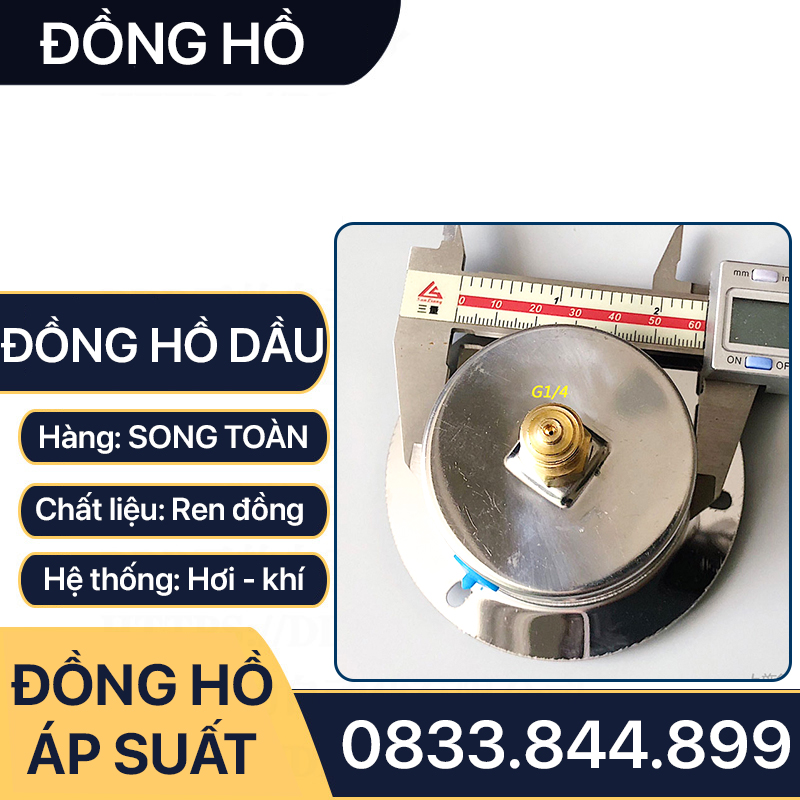 Đồng Hồ Dầu Áp Suất Mặt 100mm Chân Sau Ren 3/8 (17)