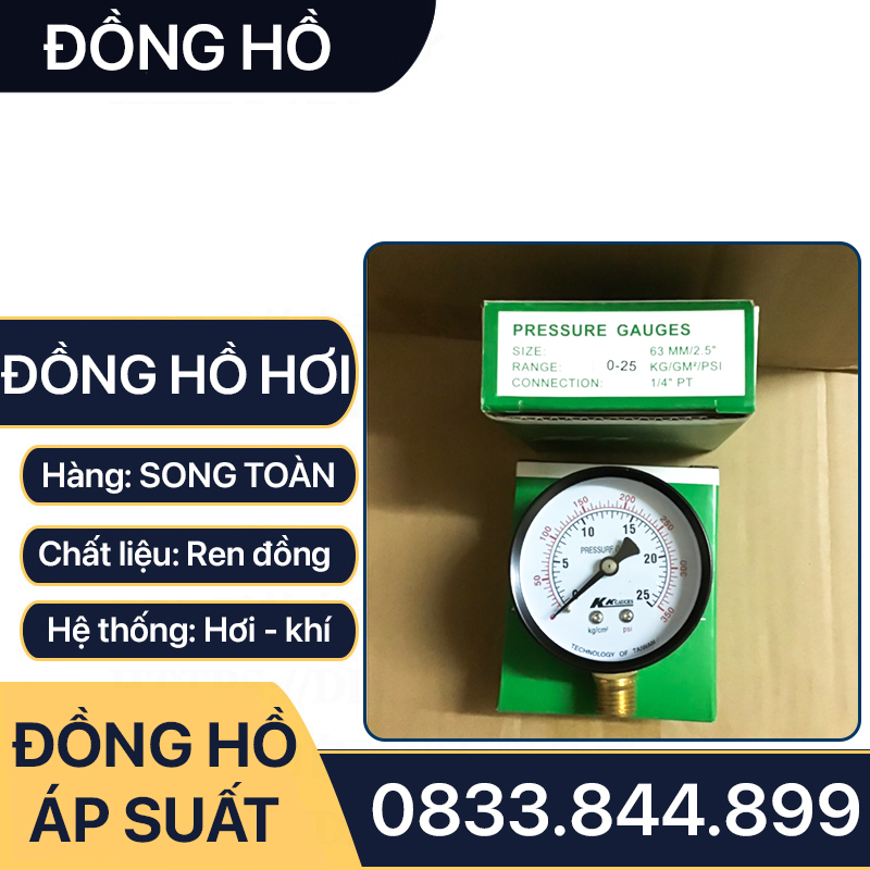 Đồng Hồ Áp Suất Hơi, Đồng Hồ Hơi Đo Áp Suất Mặt 150mm