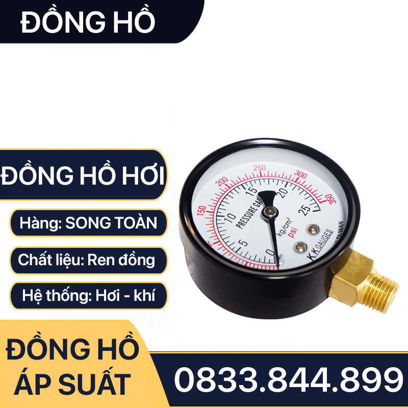 Đồng Hồ Dầu Áp Suất Mặt 100mm Chân Đứng Ren 3/8 (17)