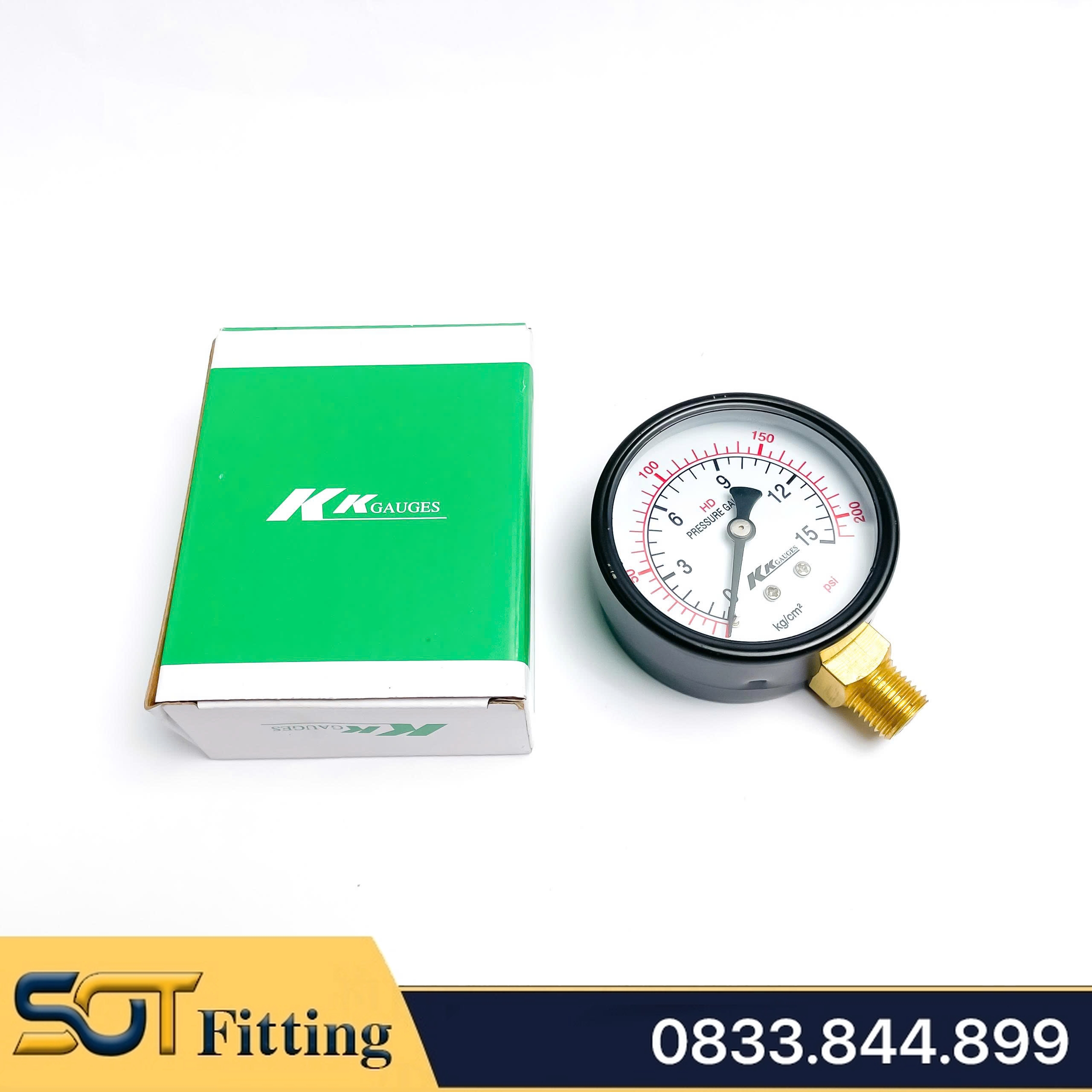 Đồng Hồ Áp Suất Ren PT 1/4 (13) Mặt Khô - Đường Kính 63 mm Chân Đứng