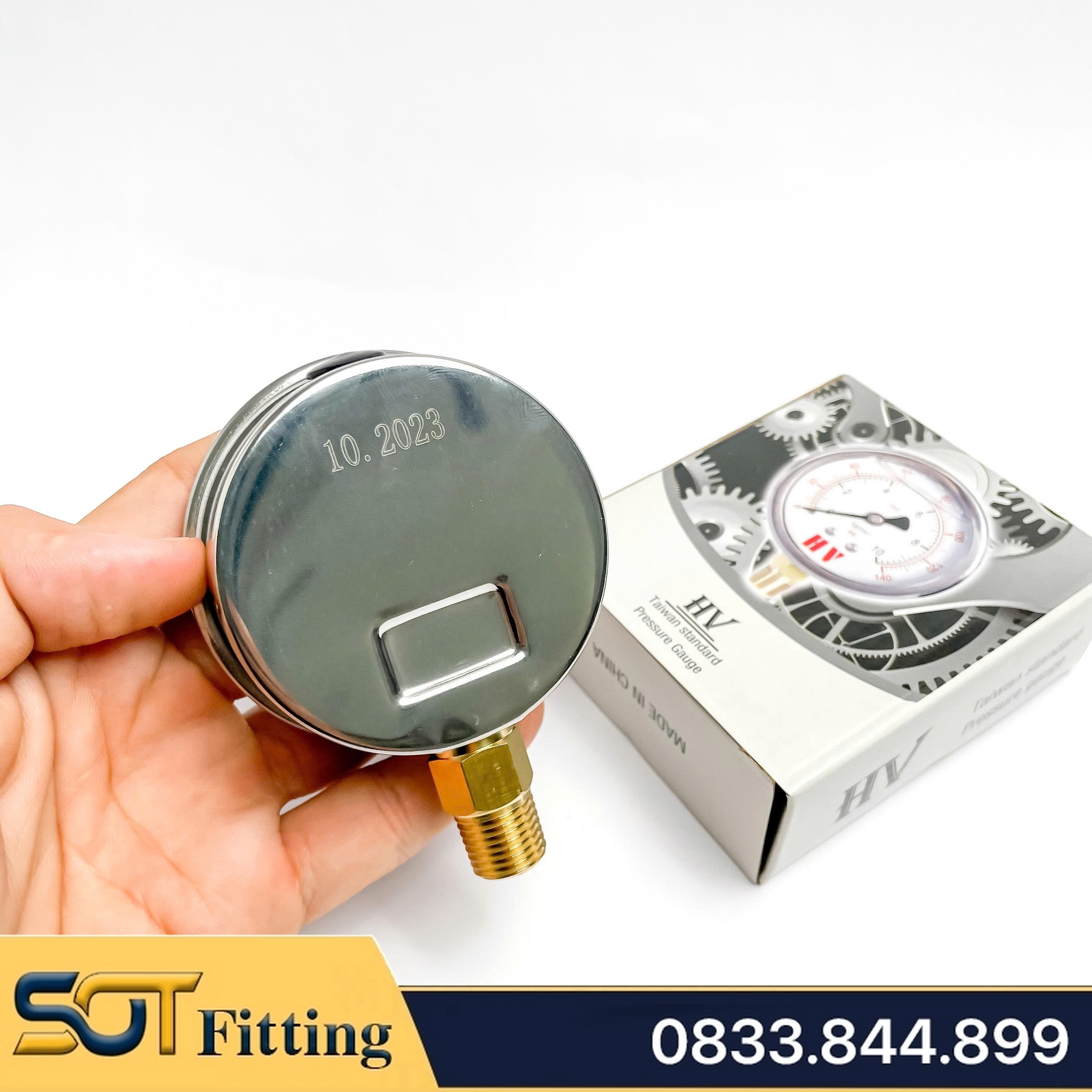 Đồng Hồ Dầu Ren PT 1/4 (13) - Đo Áp Suất Đường Kính Mặt 63mm Chân Đứng