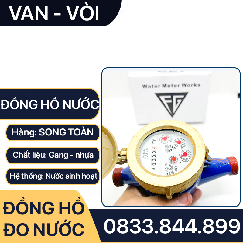 Đồng Hồ Nước, Đồng Hồ Cơ Sinh Hoạt Hiệu FG Lắp Đặt Nhà Trọ, Nhà Dân Dụng