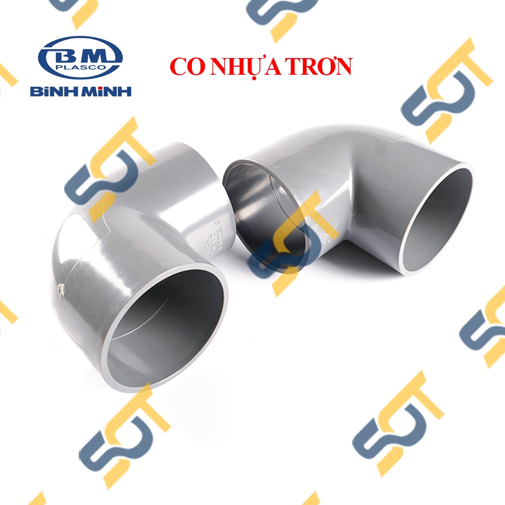 Co 90 Độ Nhựa PVC Trơn Dán 21 27 34 - Thương Hiệu Nhựa Bình Minh