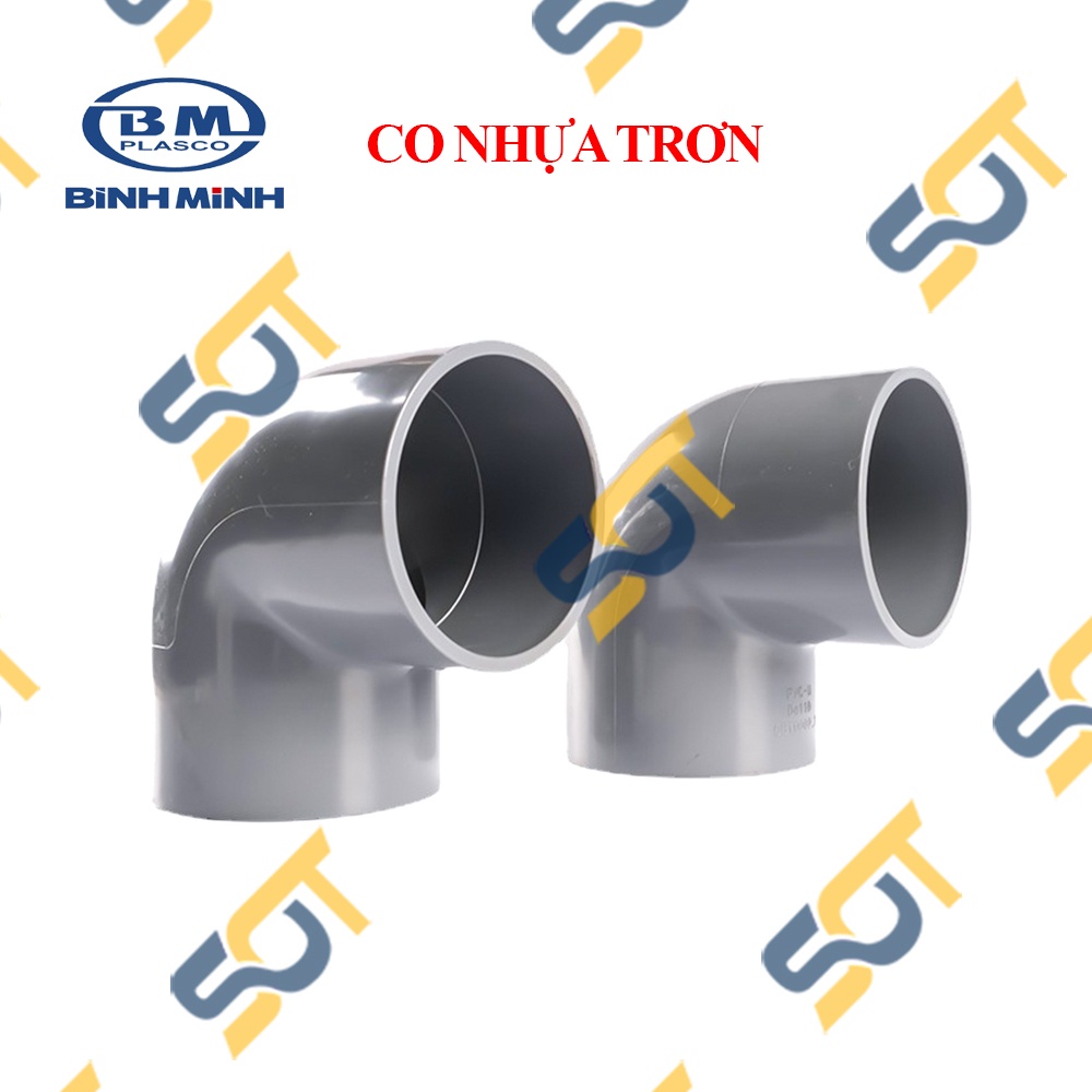 Co 90 Độ Nhựa PVC Trơn Dán 21 27 34 - Thương Hiệu Nhựa Bình Minh