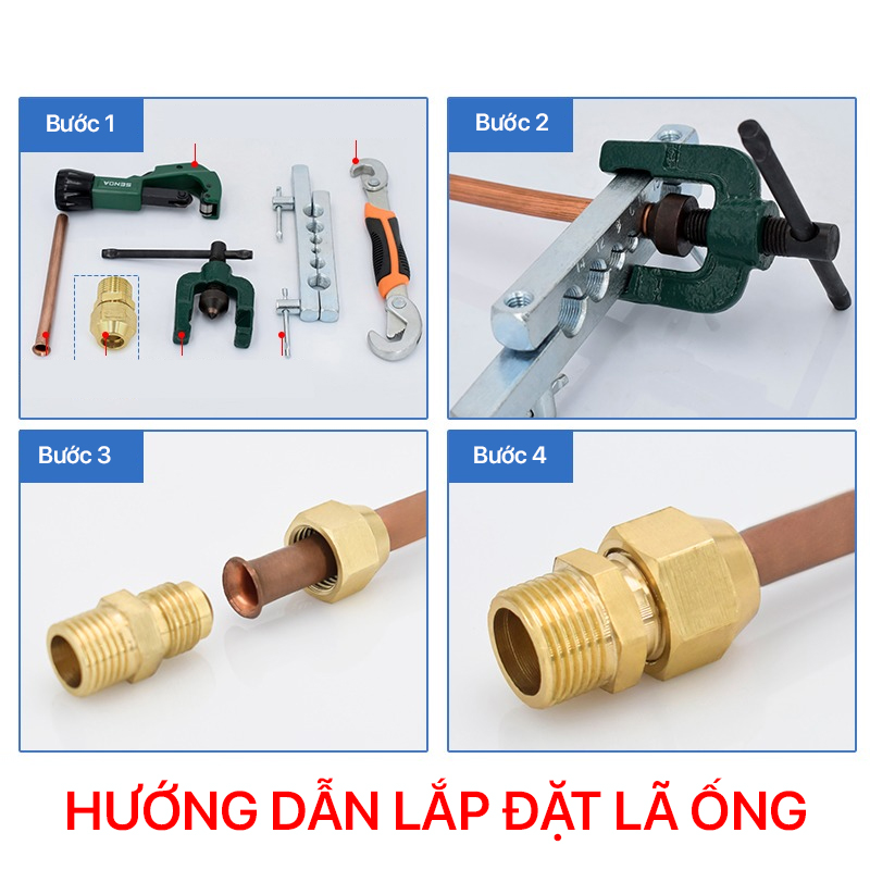 Bộ Nối Thẳng Ren Ngoài 1/2 (21) Côn Lồi Lã Ống Đồng NPT Phi 6 8 10 12 16 19mm (Brass Flare Fitting Male Connector NPT)