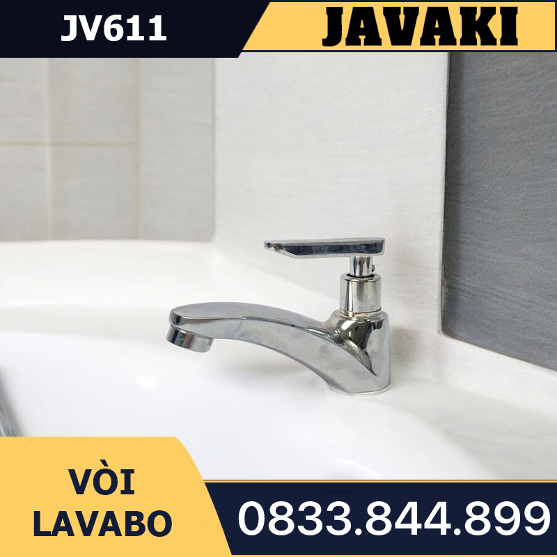 Vòi Lavabo JV611 Tay Đúc Thân Đồng Mạ Crom Javaki