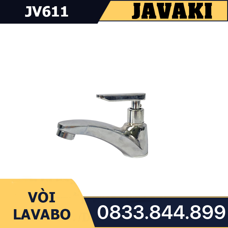 Vòi Lavabo JV611 Tay Đúc Thân Đồng Mạ Crom Javaki