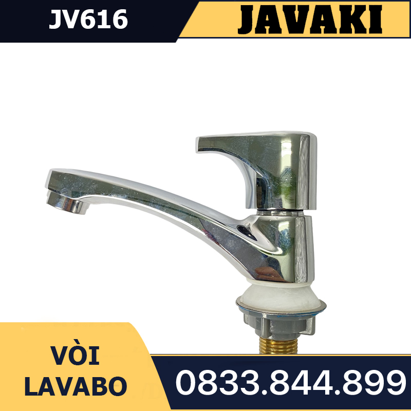 Vòi Lavabo JV616 Tay Giọt Nước Thân Đồng Mạ Crom Javaki | Thiết Kế Tinh Tế Cho Phòng Tắm