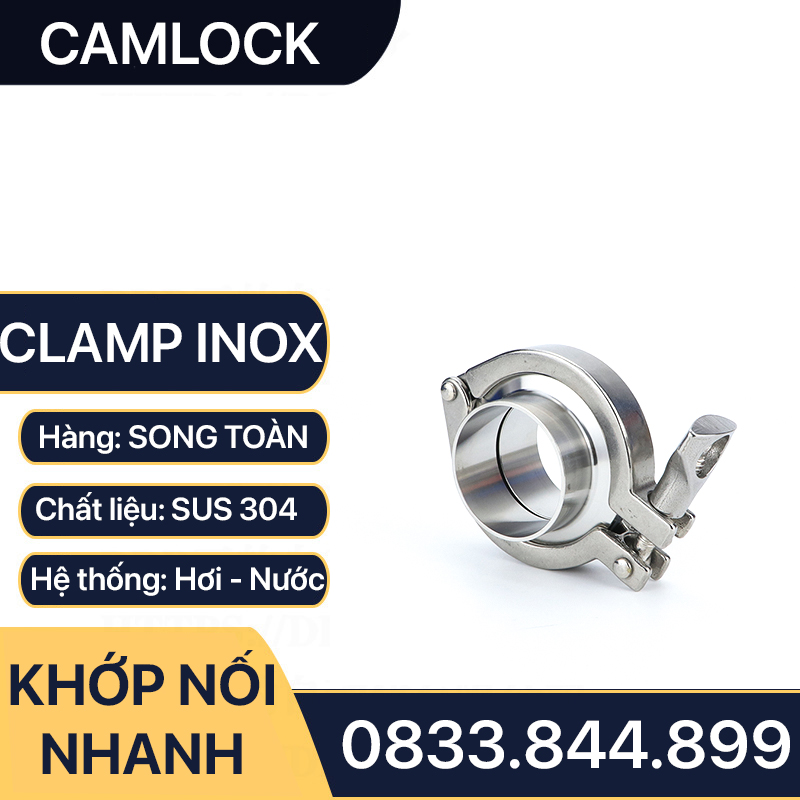 Khớp Nối Clamp Inox 304 , Clamp Ống Inox 304 Kẹp Kết Nối Ống