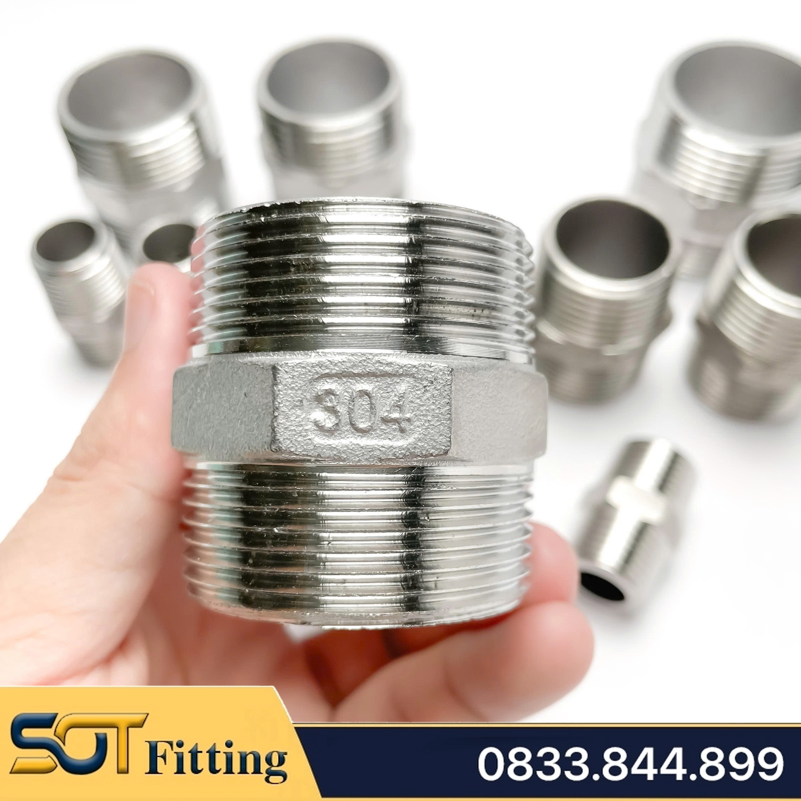 Kép Ren Đều Inox 304 Có COCQ - Man Nối Hai Ren Ngoài