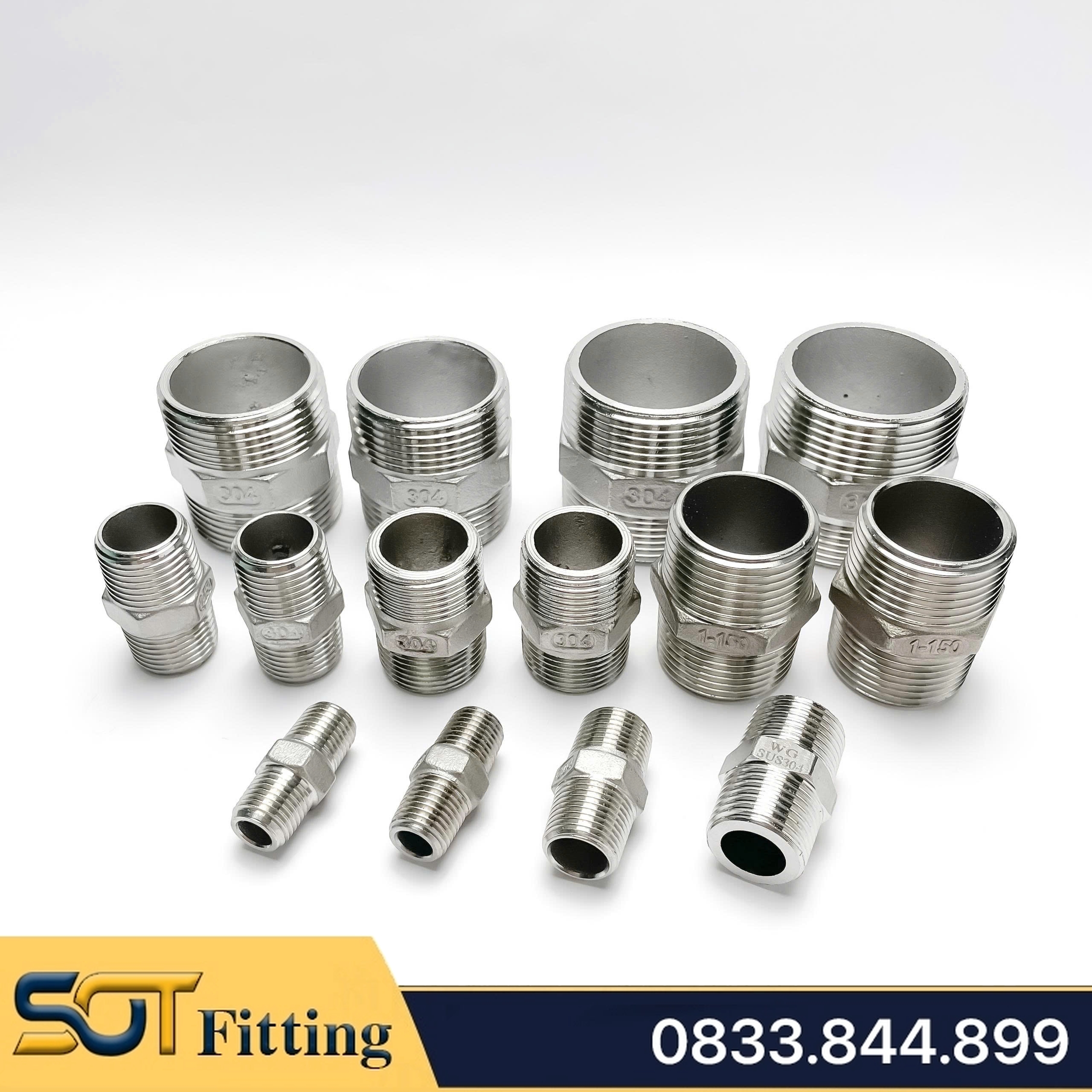 Kép Ren Đều Inox 304 Có COCQ - Man Nối Hai Ren Ngoài