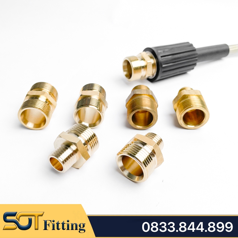 Kép 2 Ren Ngoài 22 x 13, 13.8, 14, 17, 21 - Đồng Thau Dùng Cho Nối Ống Dây Máy Rửa Xe