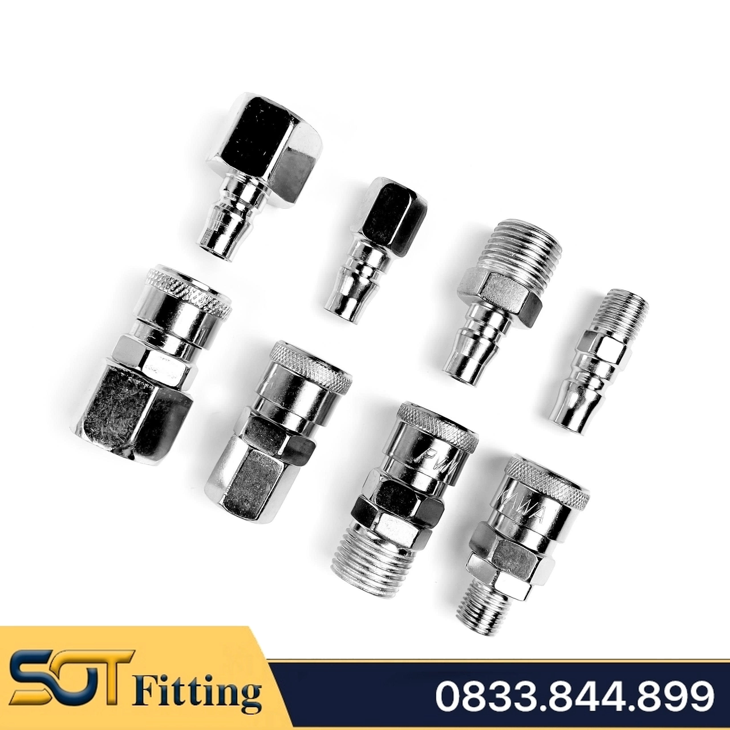 Khớp Nối Nhanh Khí Nén, Ổ Bi Thép Mạ Niken (SM+PM - SH+PH - SF+PF - SP+PP)