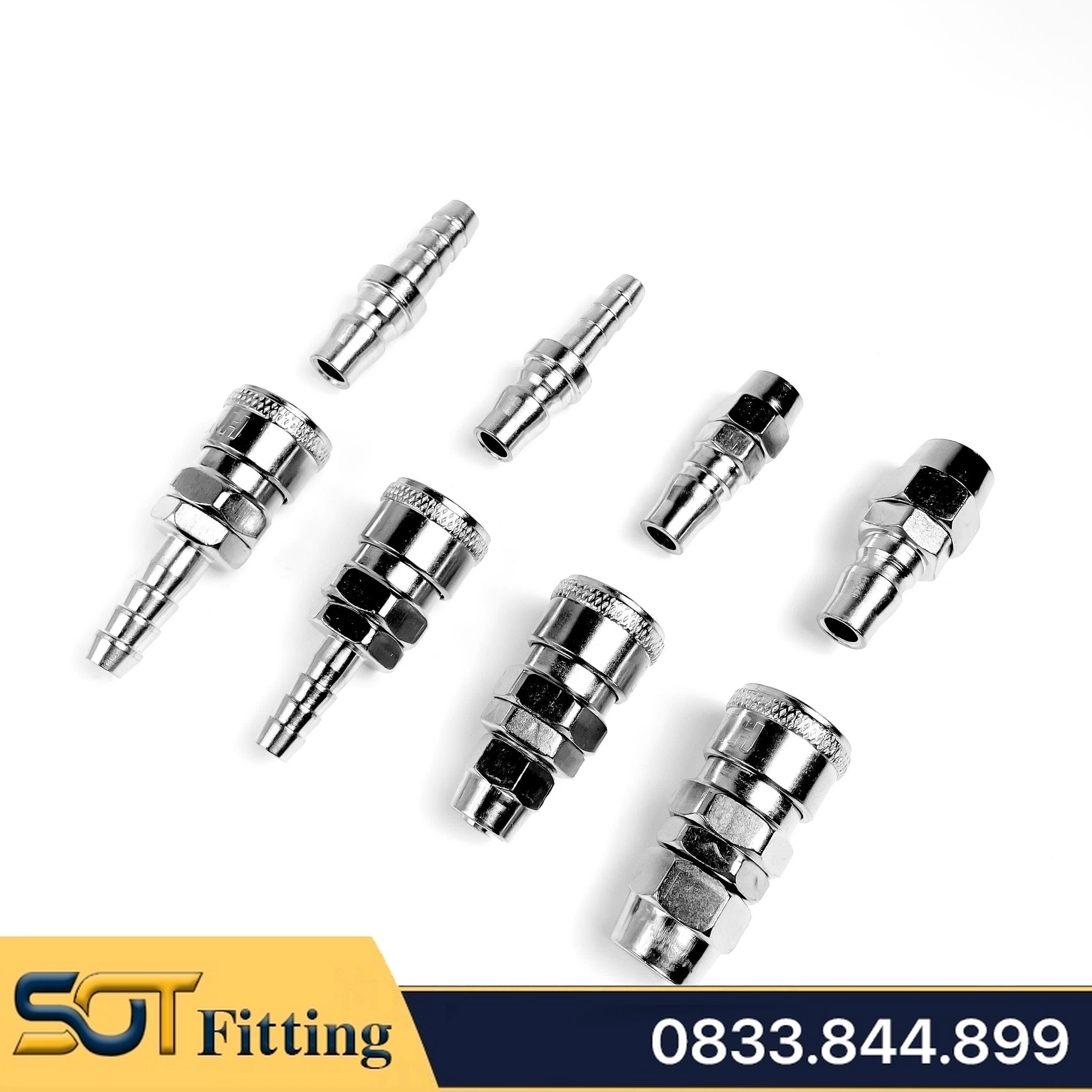Khớp Nối Nhanh Khí Nén, Ổ Bi Thép Mạ Niken (SM+PM - SH+PH - SF+PF - SP+PP)