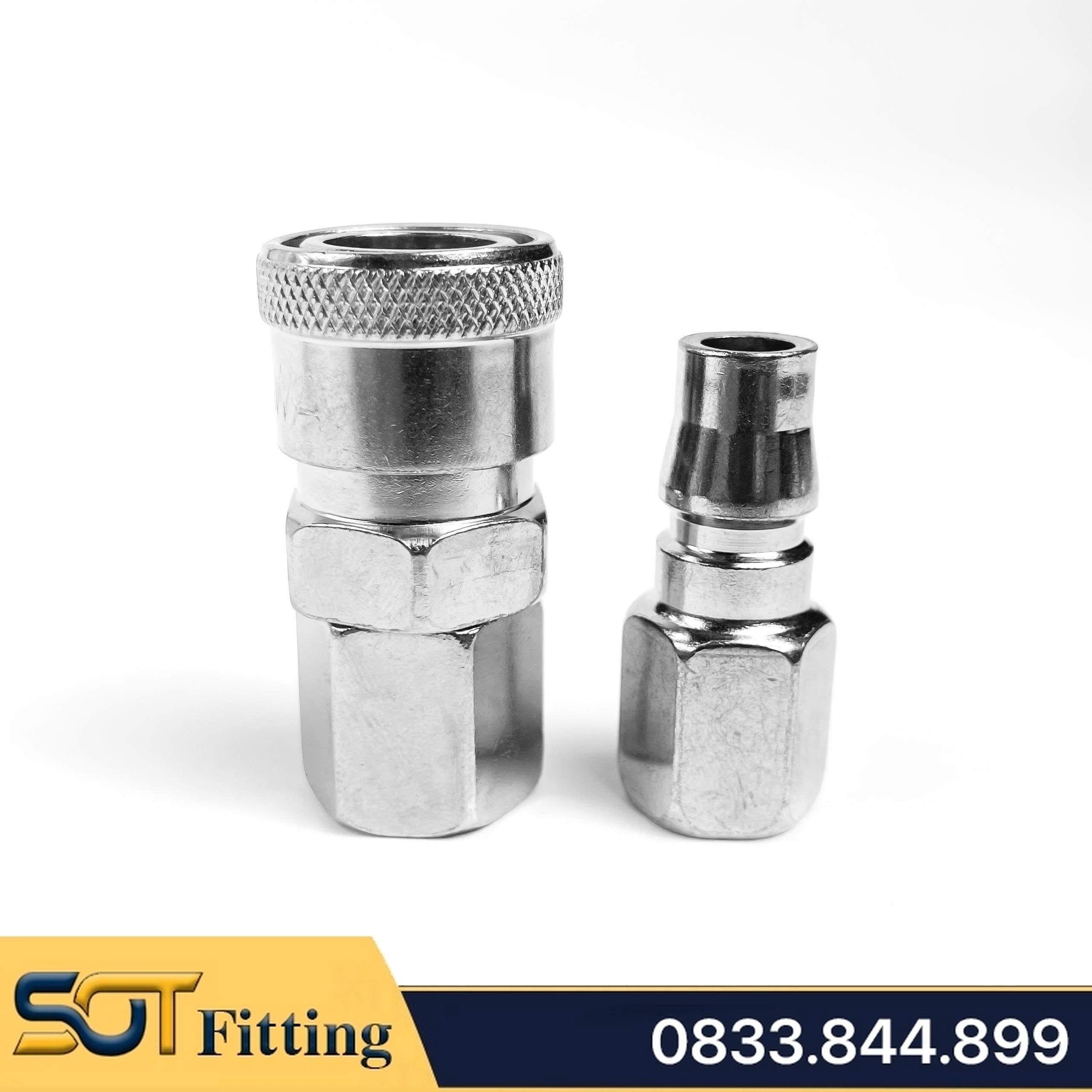 Khớp Nối Nhanh SF PF Khí Nén Ren Trong, Ổ Bi Thép Mạ Niken Ren Trong 13 17 21