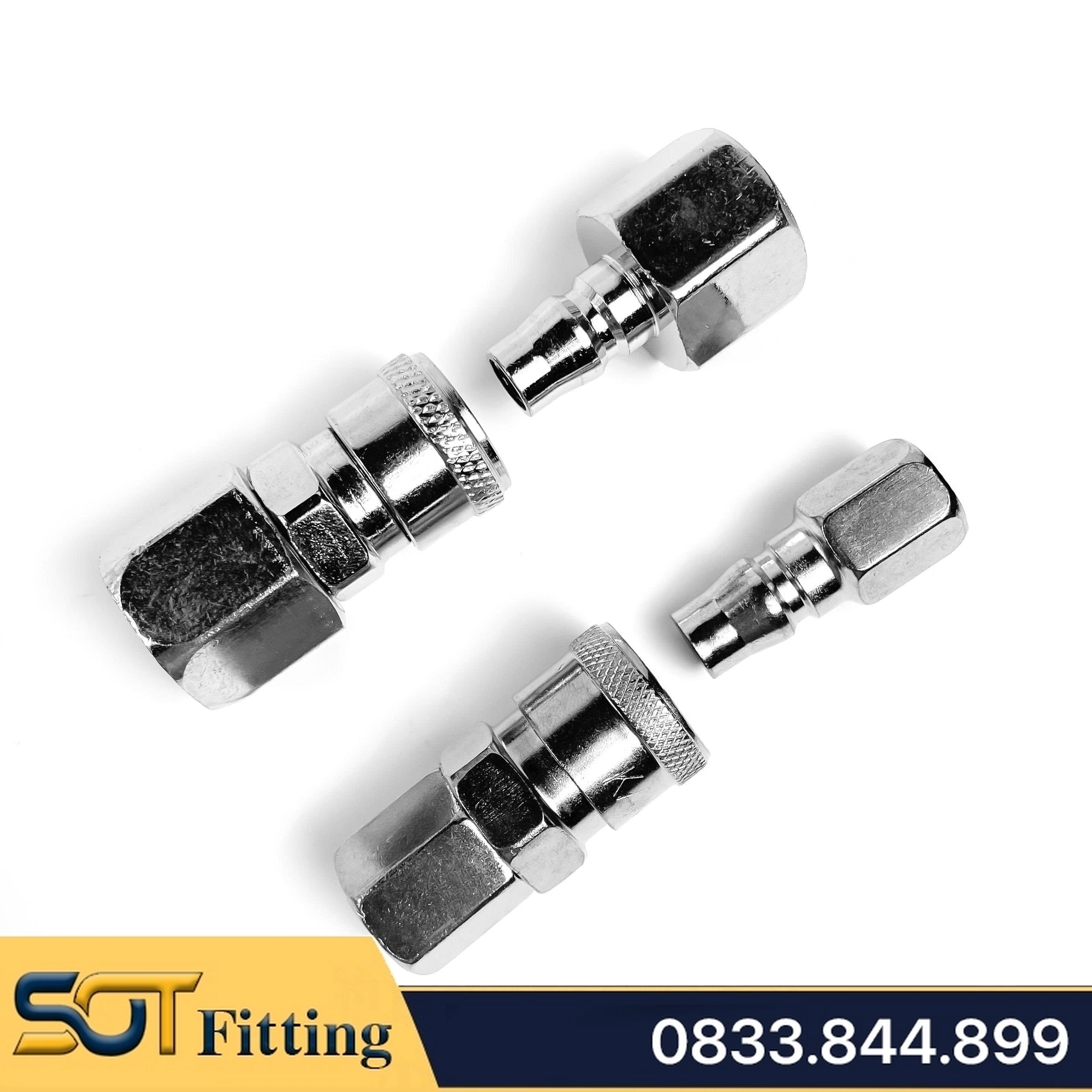 Khớp Nối Nhanh SF PF Khí Nén Ren Trong, Ổ Bi Thép Mạ Niken Ren Trong 13 17 21