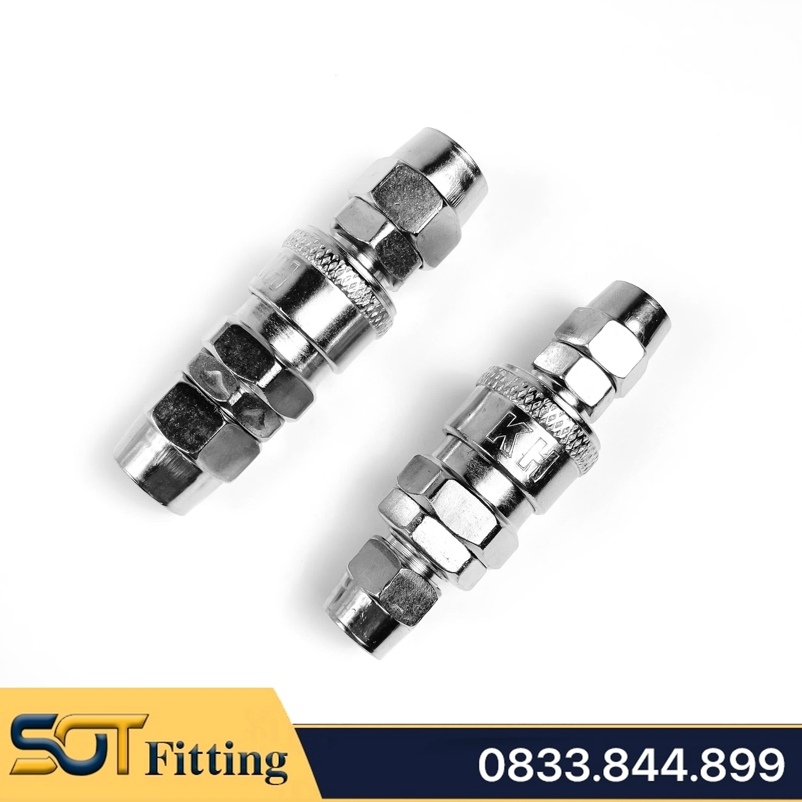 Khớp Nối Nhanh SP PP Khí Nén Siết Ống, Ổ Bi Thép Mạ Niken Cắm Siết Ống 8 10 12