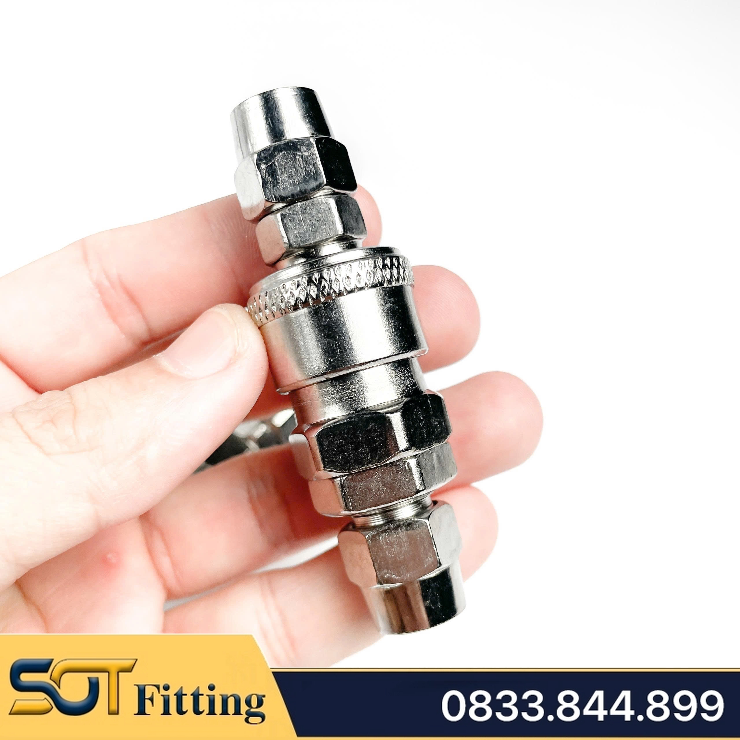 Khớp Nối Nhanh SP PP Khí Nén Siết Ống, Ổ Bi Thép Mạ Niken Cắm Siết Ống 8 10 12