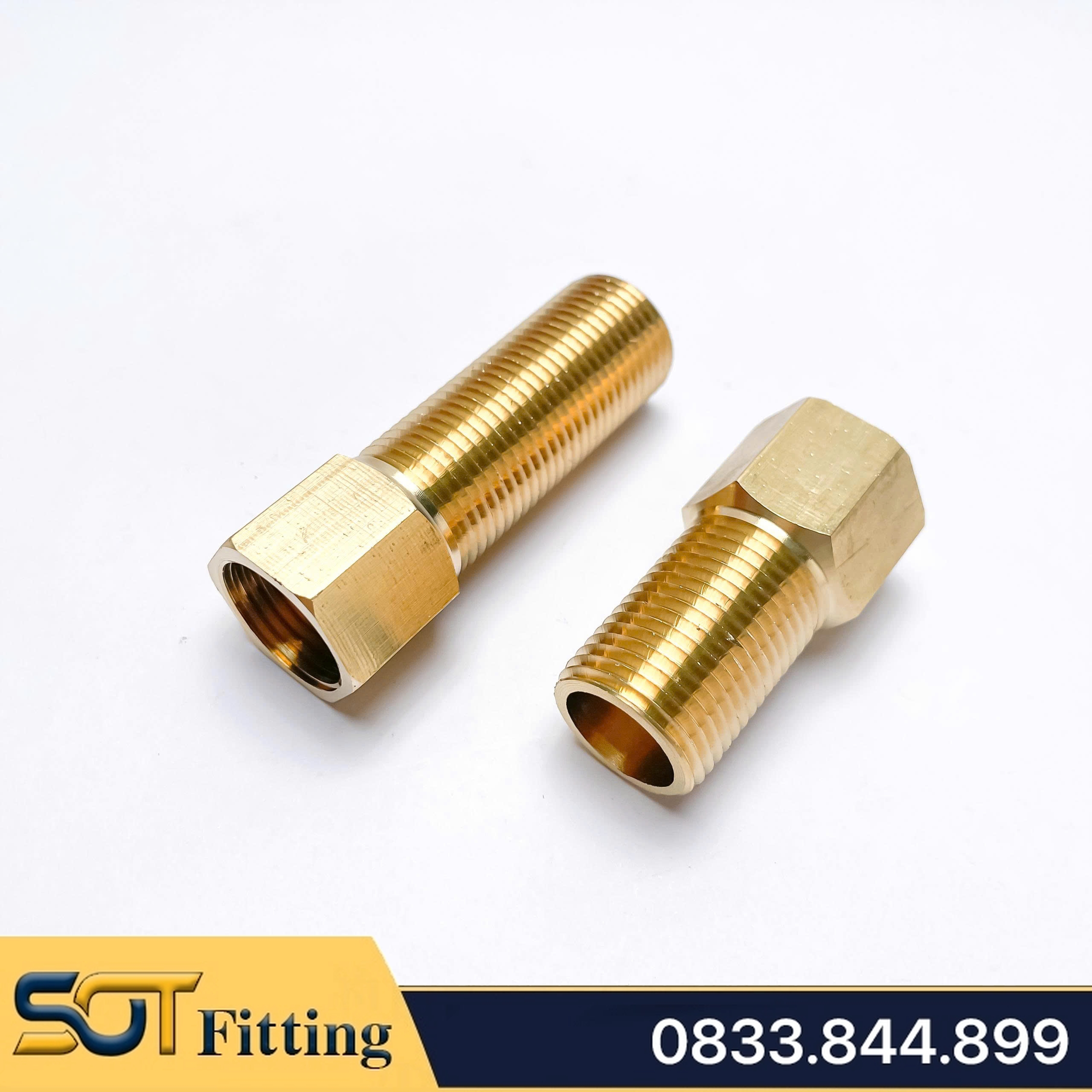 Lơ Đồng 21, Nối Ren Trong Ren Ngoài Đồng Thau Dài 50 & 70 mm