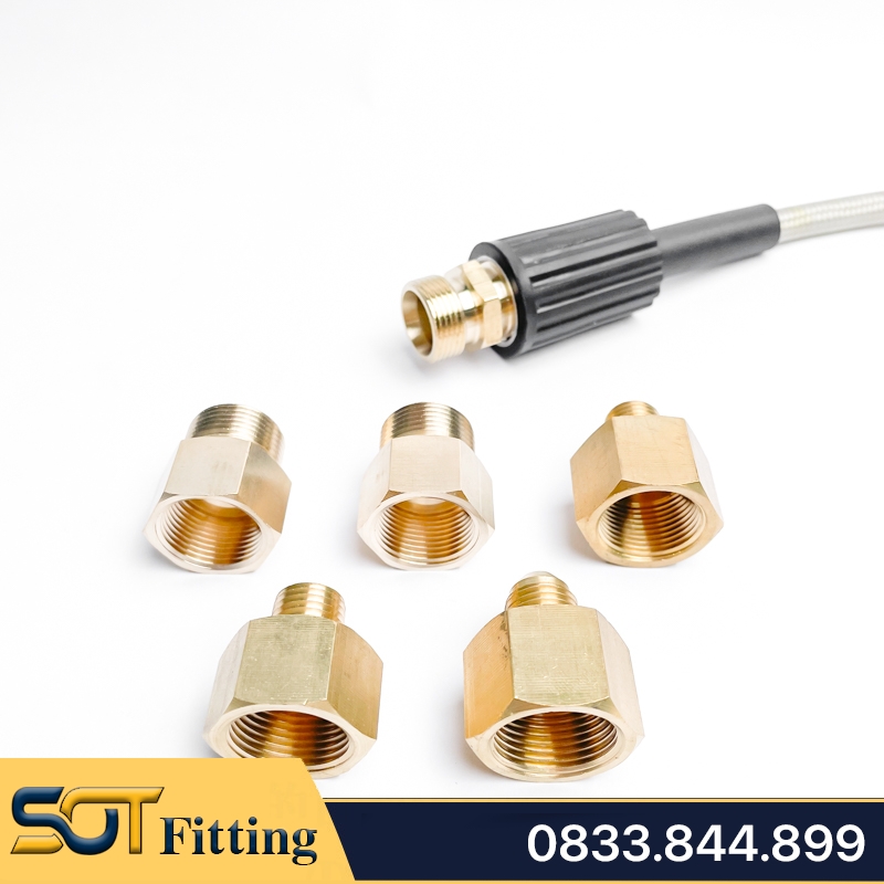 Lơ Ren Trong Ren Ngoài 22 x 13, 13.8, 14, 17, 21 - Đồng Thau Dùng Cho Nối Ống Dây Máy Rửa Xe