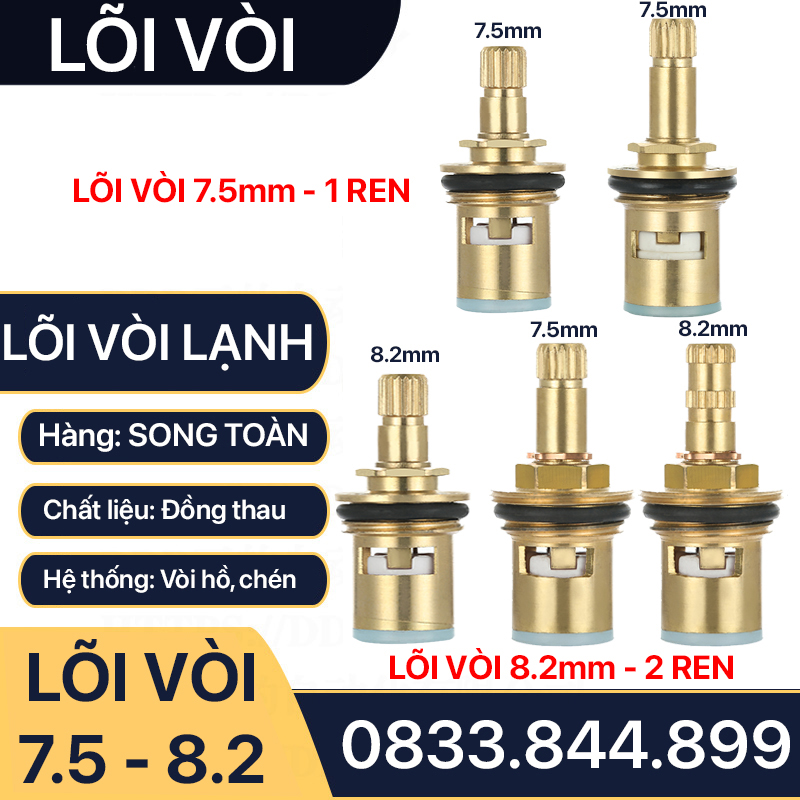 Lõi Vòi Nước Lạnh, Ruột Vòi Nước Lạnh Đồng Thau Thay Thế Vòi Hồ, Củ Sen Lạnh Inox