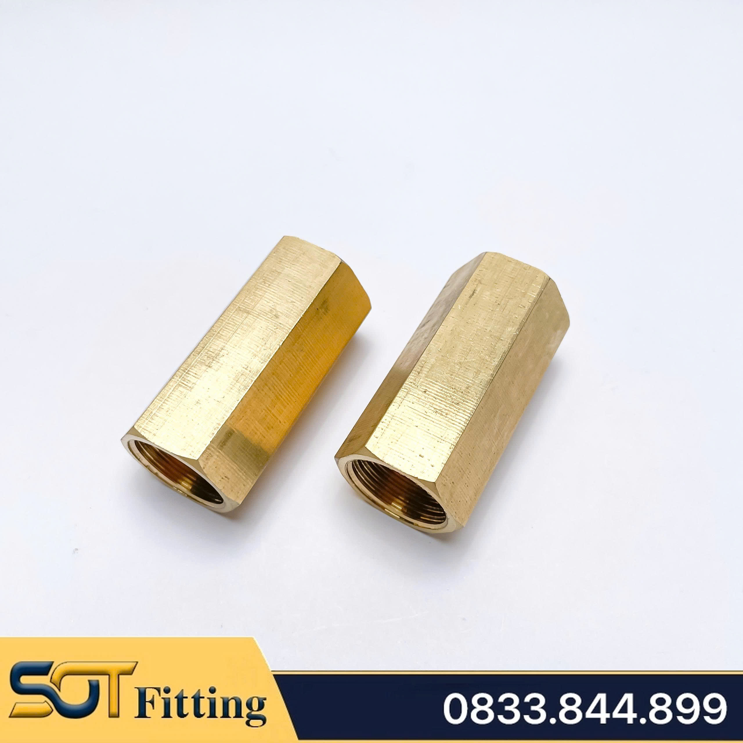 Măng Sông 1/2 (21) Dài 5cm Hai Ren Trong Ren BSP - Bằng Đồng Thau