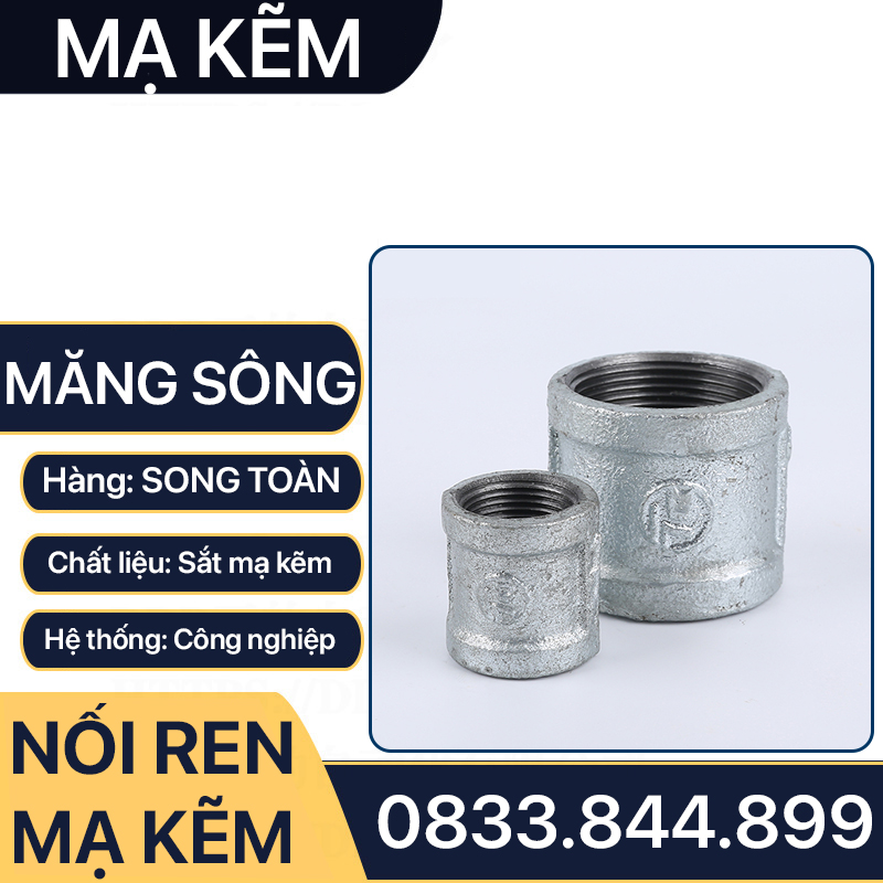 Măng Sông Ren Trong Mạ Kẽm - Hai Đầu Ren Trong Sắt Mạ Kẽm