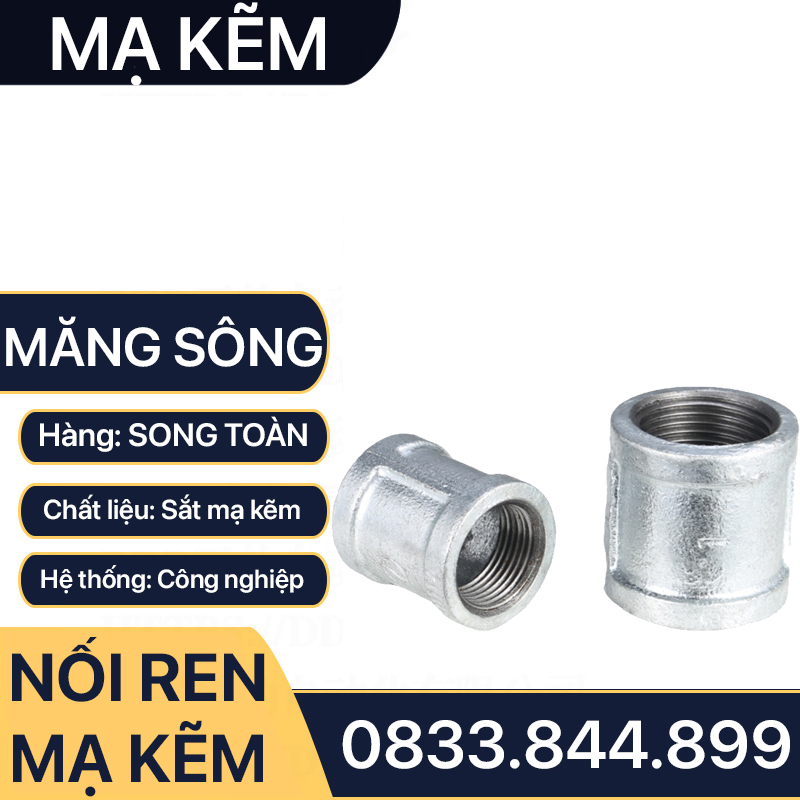 Măng Sông Ren Trong Mạ Kẽm, Hai Đầu Ren Trong Sắt Mạ Kẽm