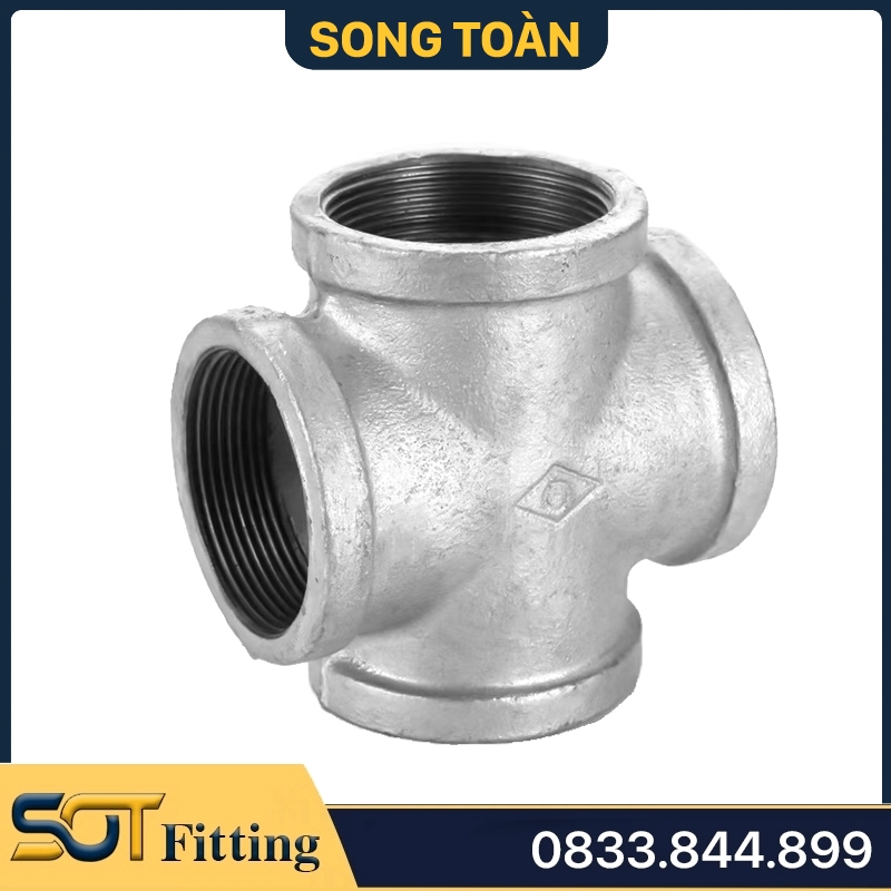 Nối 4 Đầu Ren Trong / Chữ Thập Sắt Mạ Kẽm -  Giải Pháp Kết Nối Bền Vững