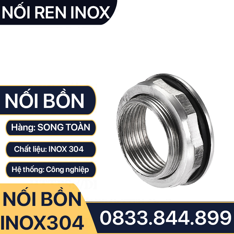 Ép Phi Bồn Inox, Khớp Nối Bồn Nước Inox 304 Đế Phẳng