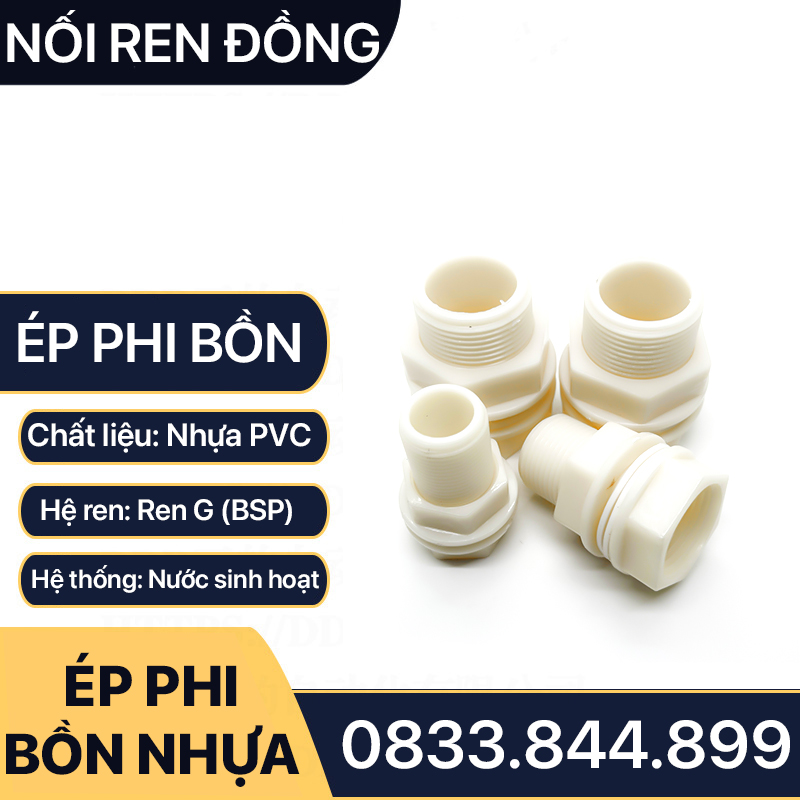 Nối Bồn Nhựa , Ốc Téc Phi Bồn Nhựa Trắng Phi 21 27 34 42 49 60