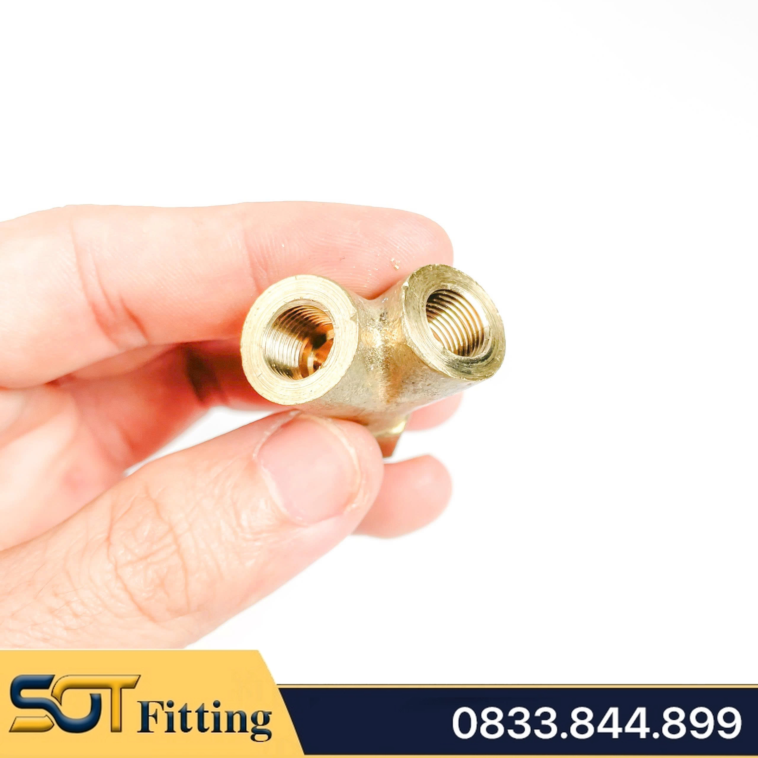 Nối Chữ Y 3 Đầu Ren Trong 9.6 (1/8) - Chất Liệu Đồng Thau