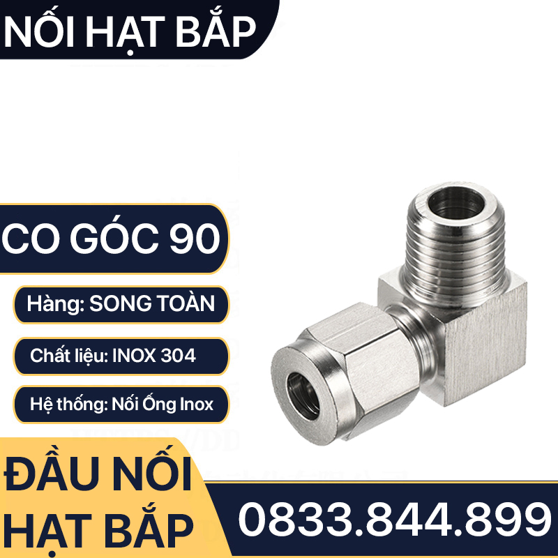 Nối Co Ren Ngoài Hạt Bắp Inox, 1 Đầu Ren 1 Đầu Côn Lõm Hạt Bắp Inox NPT Nối Ống Inox 304