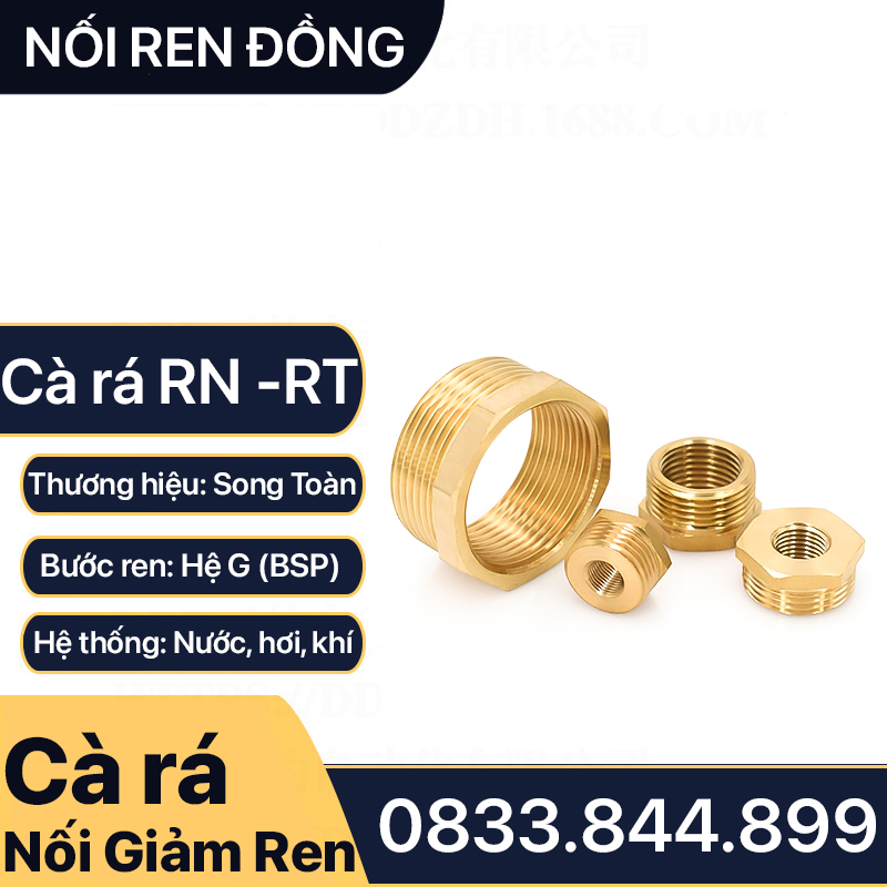 Cà Rá 34 Đồng Thau - Nối Giảm Ren Trong Ren Ngoài 34-27, 34-21, 34-17, 34-13