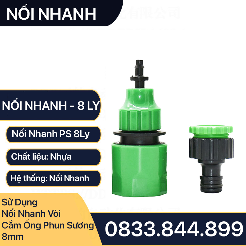 Đầu Nối Nhanh Ống Phun Sương 8 ly,  Bộ Nối Nhanh Vòi Cấp Nước Cắm Đuôi Ống Phun Sơng