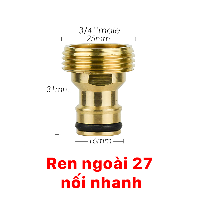 Đầu Nối Nhanh Đồng Thau, Nối Nhanh Ren Trong Ren Ngoài 21 27 Đồng Thau Nối Nhanh Đuôi 16