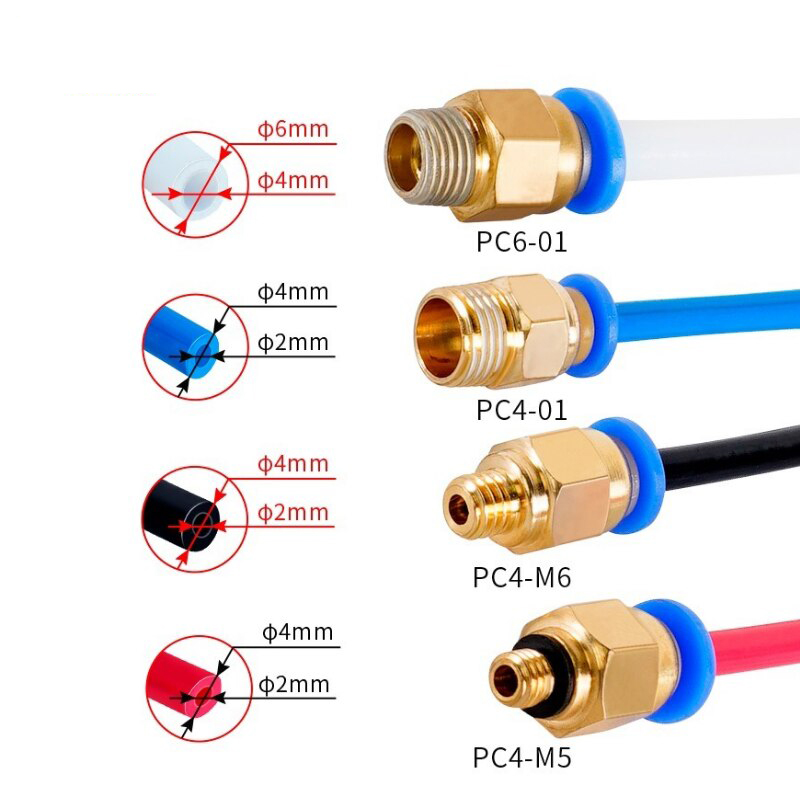 PC Ren Ngoài Nối Nhanh, Đầu Nối Nhanh Ren Ngoài Cắm Ống PU