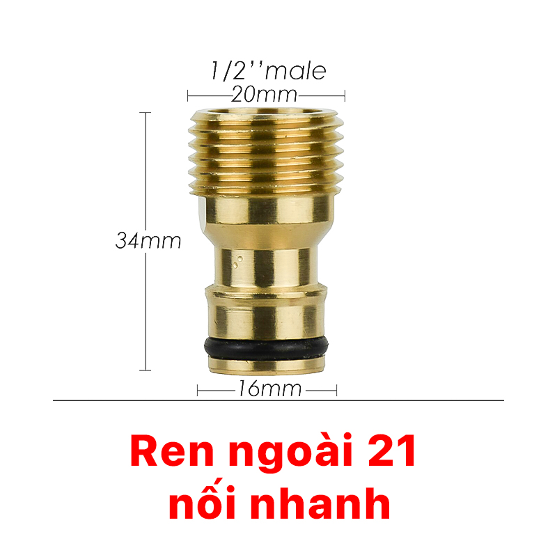 Đầu Nối Nhanh Đồng Thau, Nối Nhanh Ren Trong Ren Ngoài 21 27 Đồng Thau Nối Nhanh Đuôi 16