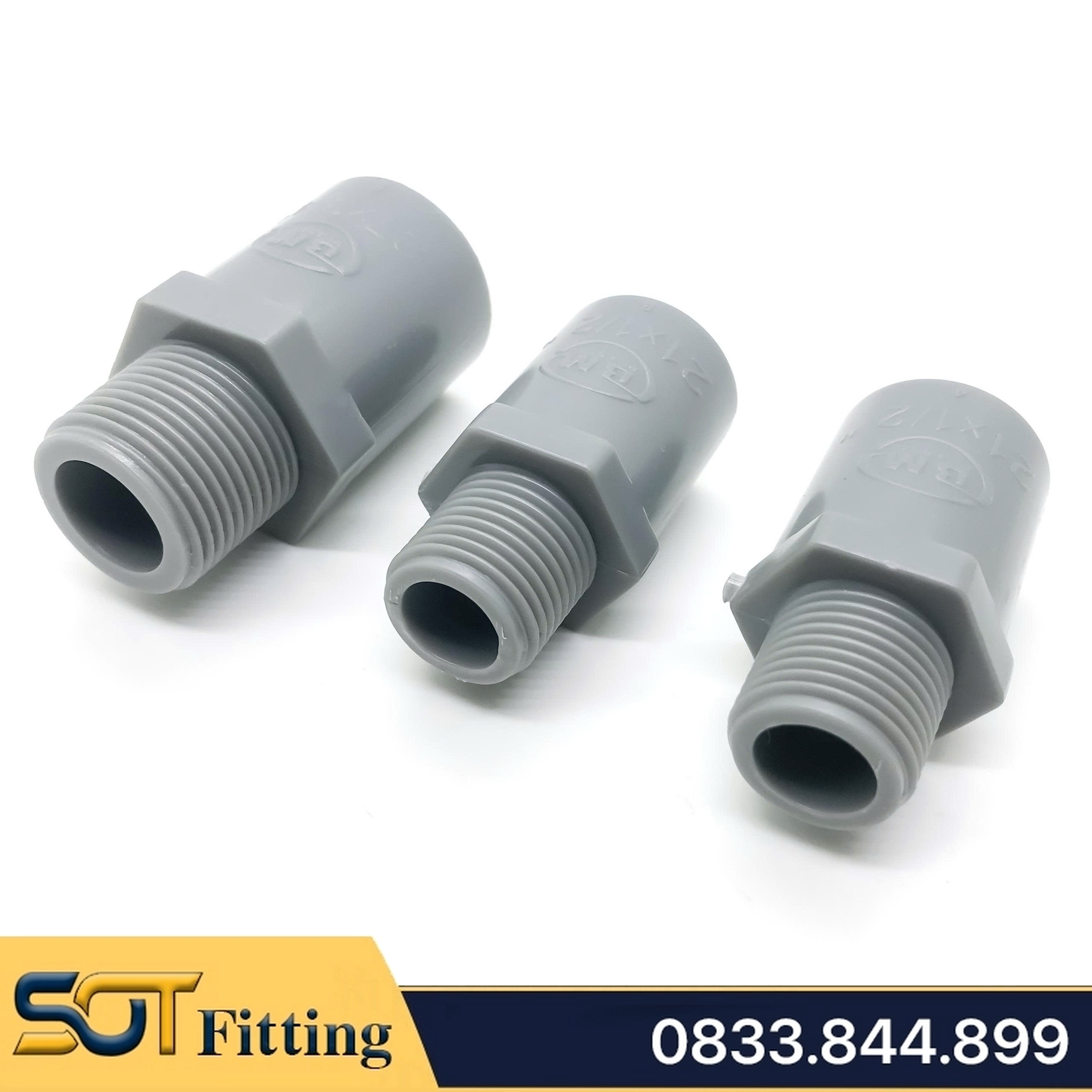 Nối Nhựa PVC Trơn Dán Có Ren Ngoài 21 27 34 - Thương Hiệu Bình Minh