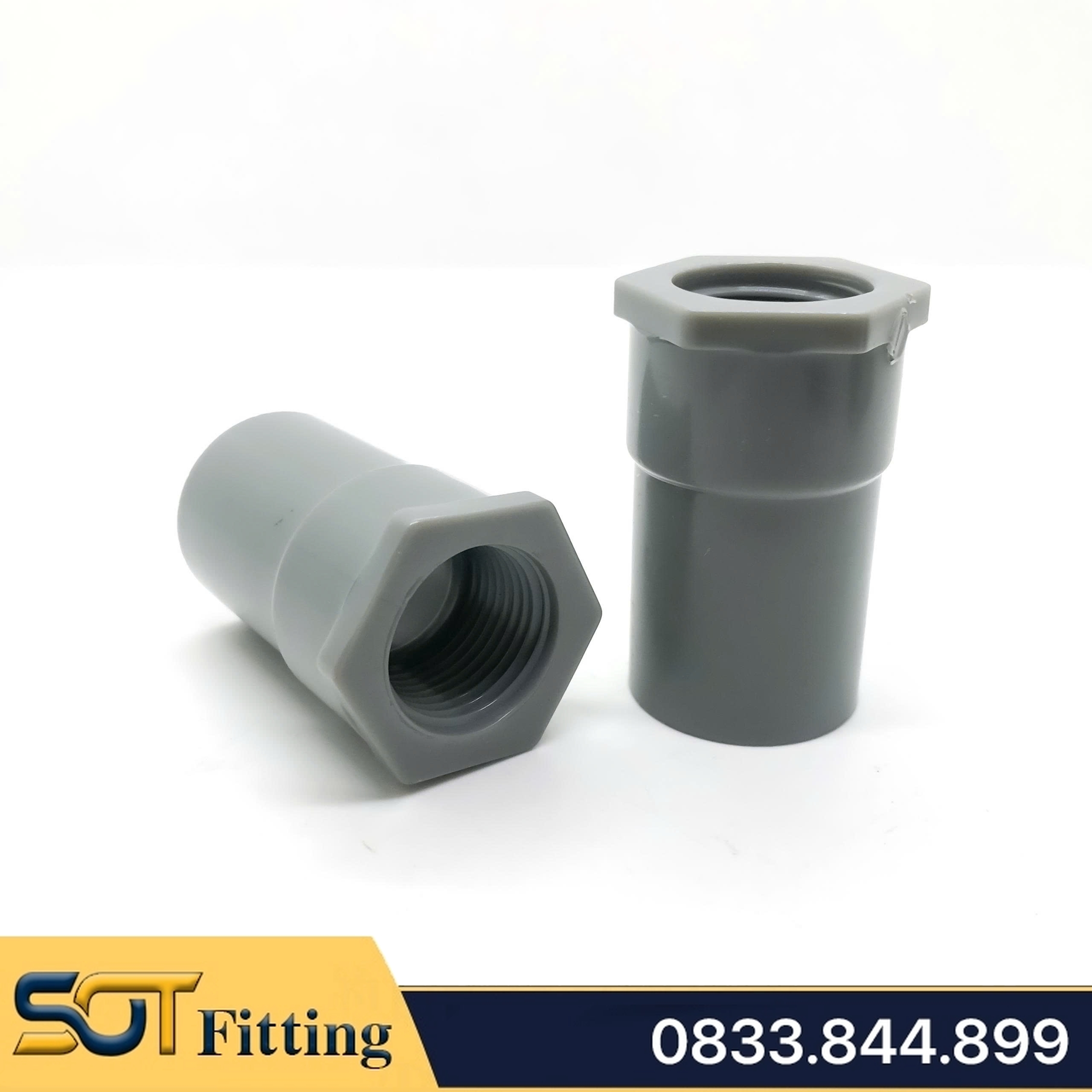 Nối Nhựa PVC Trơn Dán Có Ren Trong 21 27 - Thương Hiệu Bình Minh