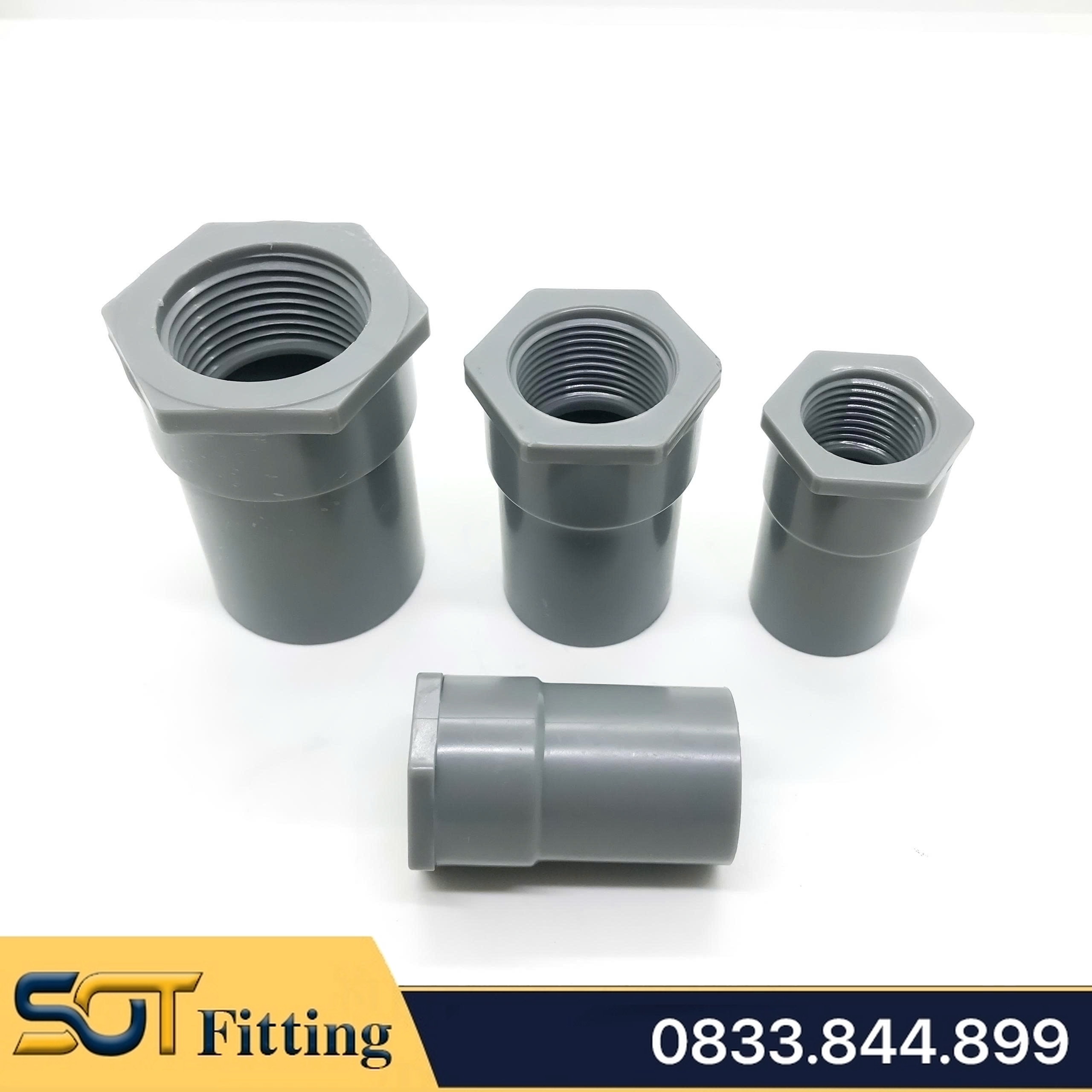 Nối Nhựa PVC Trơn Dán Có Ren Trong 21 27 - Thương Hiệu Bình Minh
