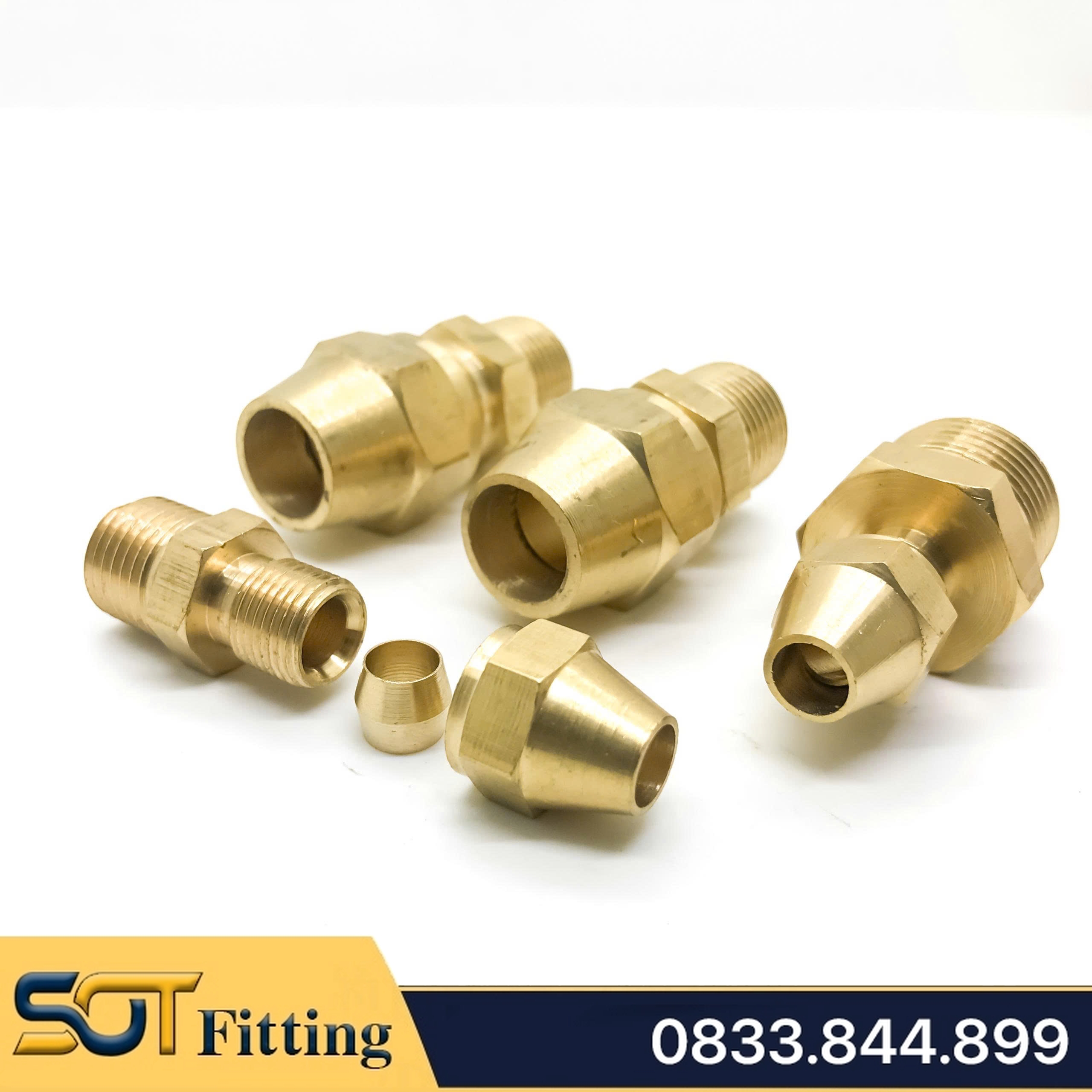 Nối 1/4 (13) Ren Ngoài, 1 Đầu Ren 1 Đầu Côn Lõm Hạt Bắp NPT Nối Ống Đồng, Ống PU 6 8 10 12