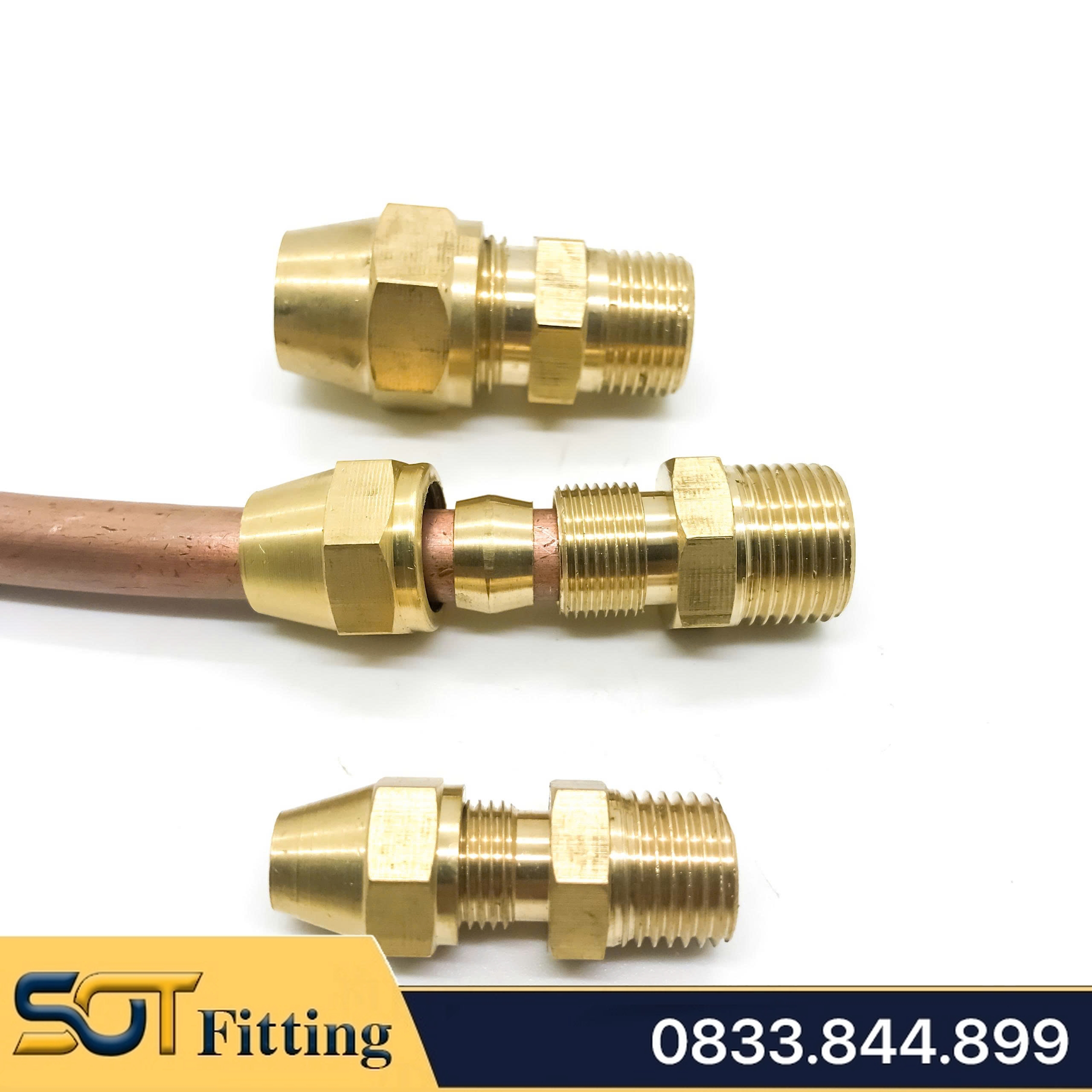 Nối 1/8 (9.6) Ren Ngoài, 1 Đầu Ren 1 Đầu Côn Lõm Hạt Bắp NPT Nối Ống Đồng, Ống PU 6 8 10 12