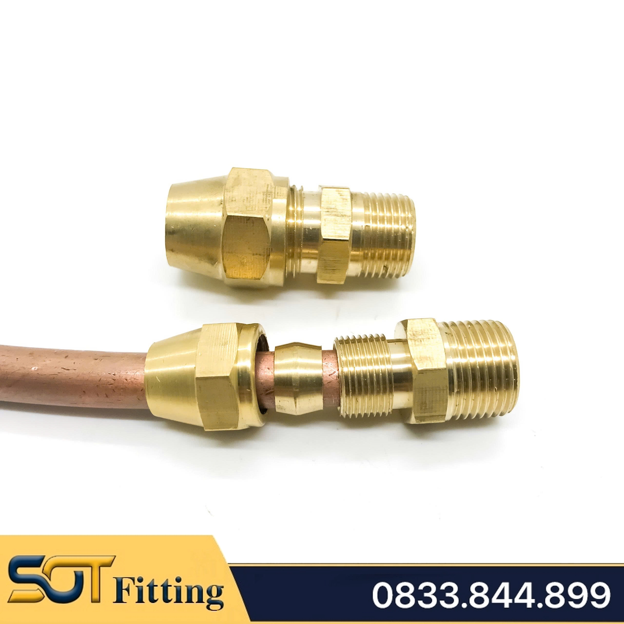 Nối 3/8 (17), Ren Ngoài  1 Đầu Ren 1 Đầu Côn Lõm Hạt Bắp NPT Nối Ống Đồng, Ống PU 6 8 10 12
