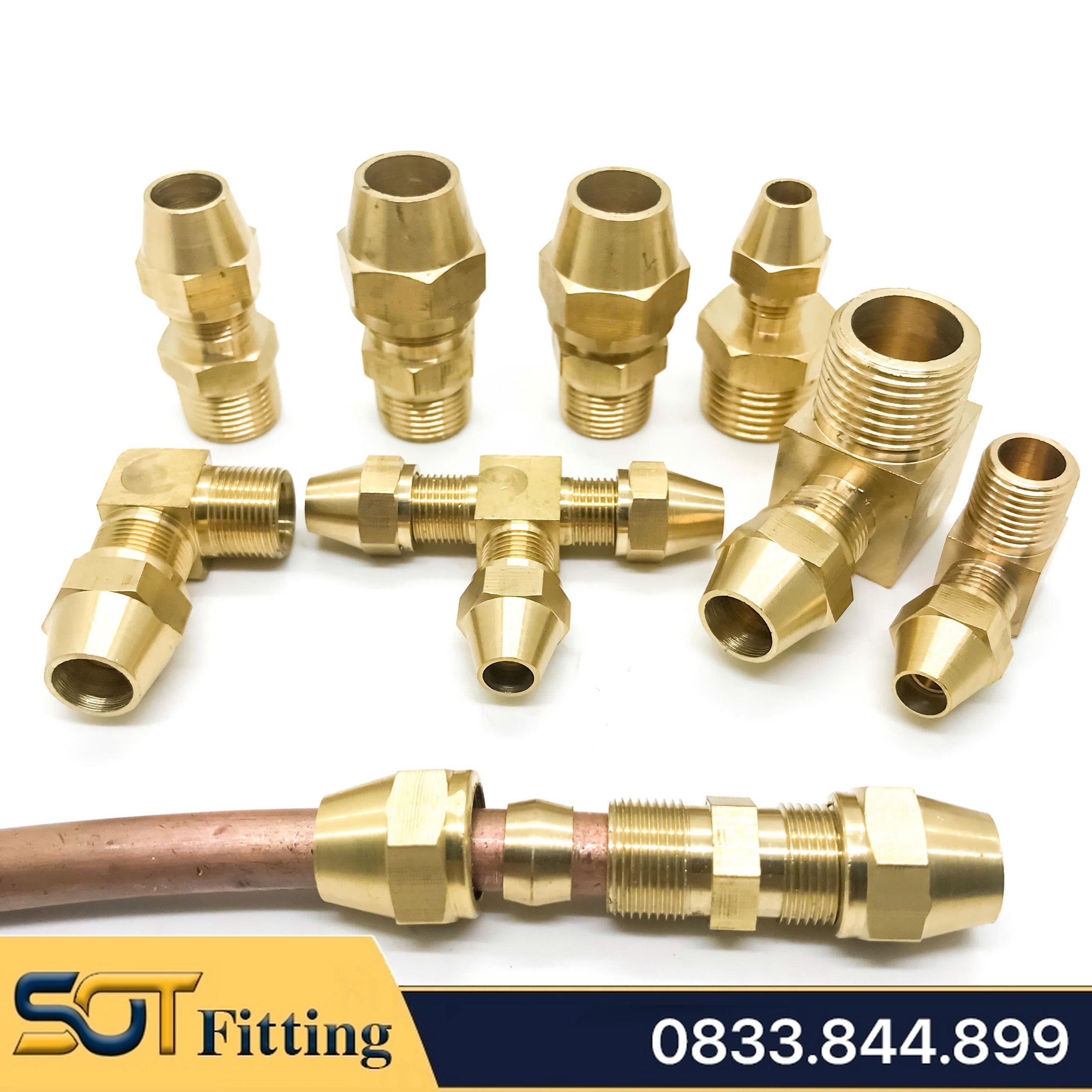 Nối 1/4 (13) Ren Ngoài, 1 Đầu Ren 1 Đầu Côn Lõm Hạt Bắp NPT Nối Ống Đồng, Ống PU 6 8 10 12