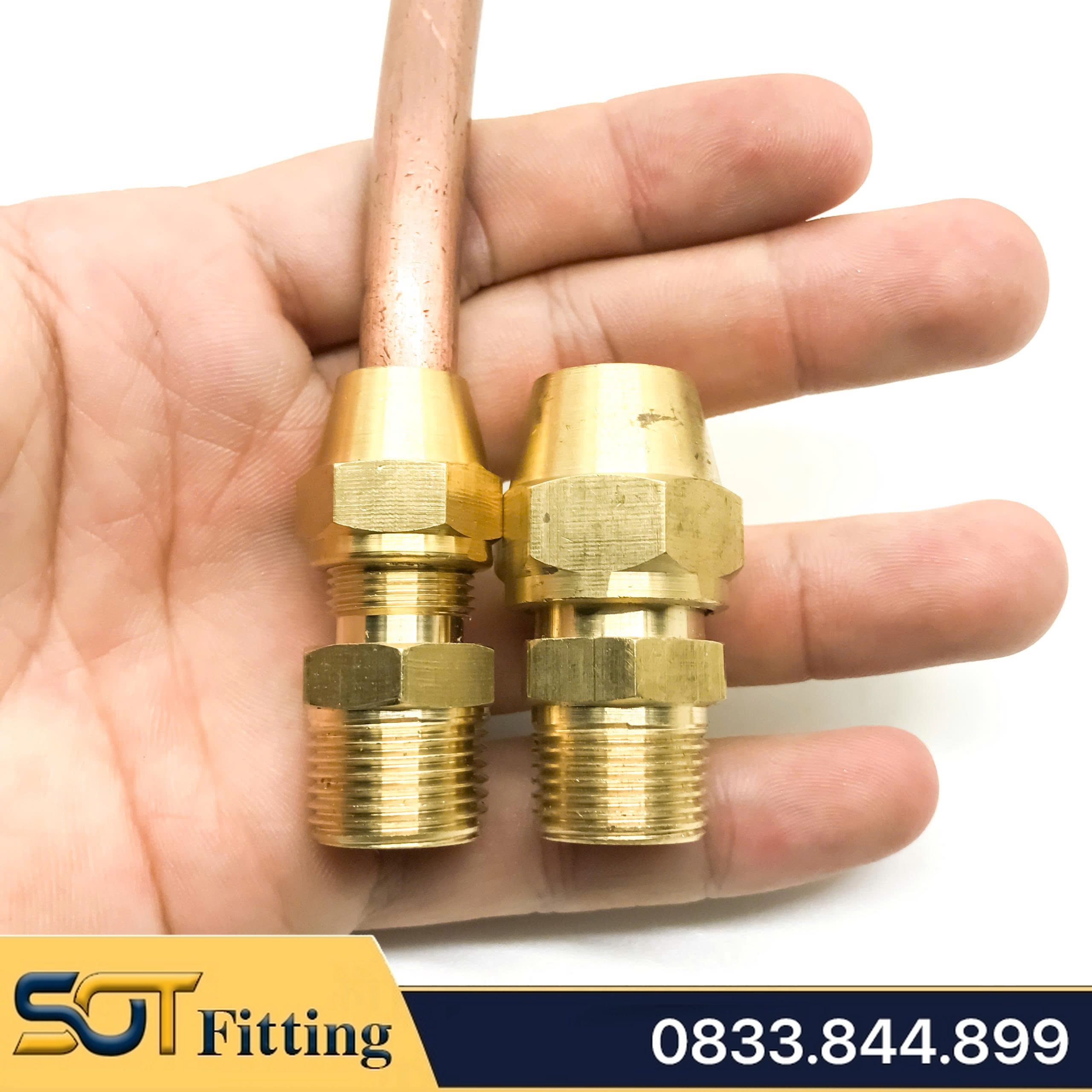 Nối 1/4 (13) Ren Ngoài, 1 Đầu Ren 1 Đầu Côn Lõm Hạt Bắp NPT Nối Ống Đồng, Ống PU 6 8 10 12