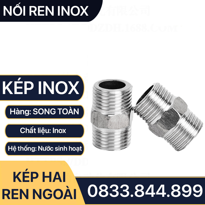 Nối Ren Inox, Kép ren Inox 21 27 Inox Bóng 201