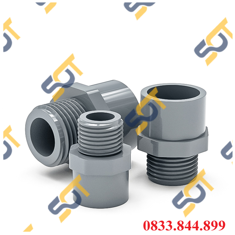 Nối Nhựa PVC Trơn Dán + Ren Ngoài 21 27 34 - Thương Hiệu Bình Minh