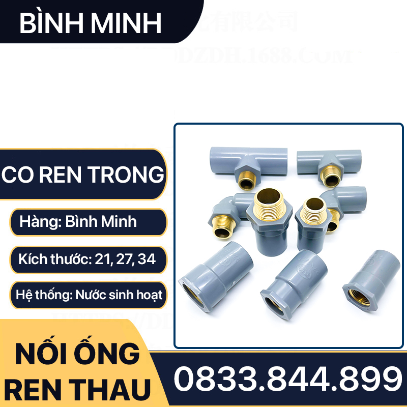 Co Ren Trong Bình Minh, Nối Co Ren Trong Đồng Thau Nhựa Bình Minh 21 27