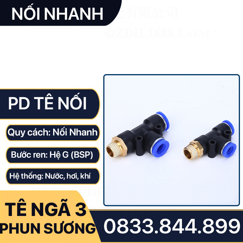 Tê Nối Nhanh, Tê Ren Ngoài Nối Nhanh PD Khí Nén Phun Sương